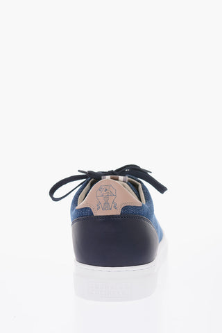 leather and fabric sneakers