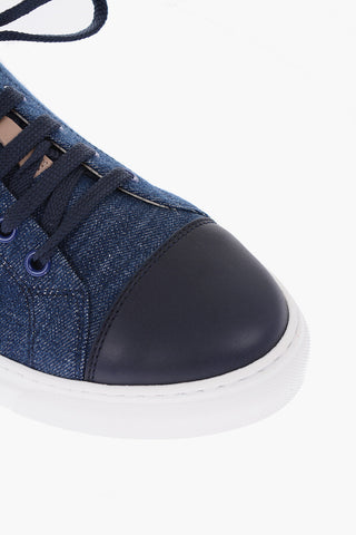 leather and fabric sneakers