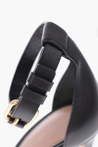 Sandali ankle-strap in pelle con dettaglio gioiello 11 cm