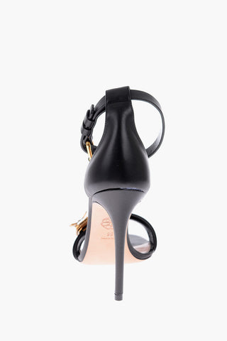 Sandali ankle-strap in pelle con dettaglio gioiello 11 cm