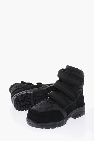 MM6 leather and fabric Ankle boots with touch strap closure