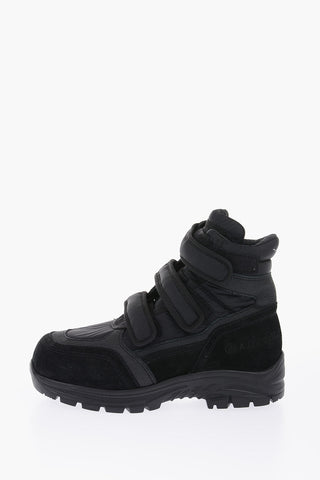 MM6 leather and fabric Ankle boots with touch strap closure