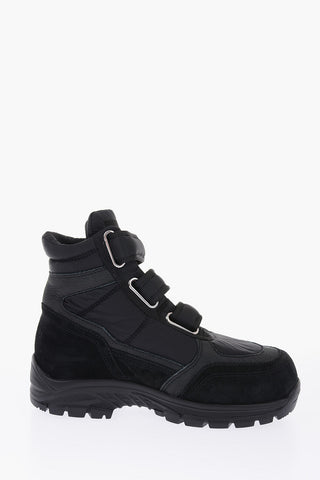 MM6 leather and fabric Ankle boots with touch strap closure