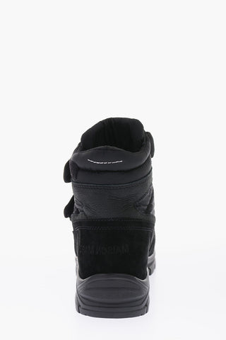 MM6 leather and fabric Ankle boots with touch strap closure