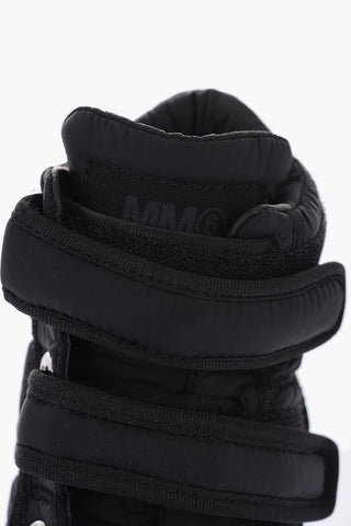 MM6 leather and fabric Ankle boots with touch strap closure