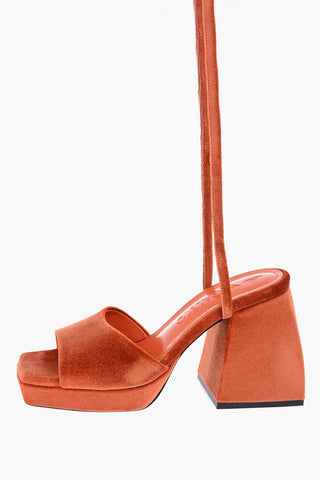 9 cm velvet Chunky Heel Lace-up sandals