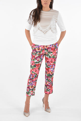Blusa in Seta con Ricamo in Pizzo