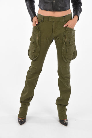 Stretch-Cotton Low-Waist Cargo Pants