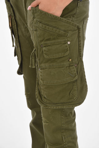 Stretch-Cotton Low-Waist Cargo Pants