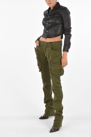 Stretch-Cotton Low-Waist Cargo Pants