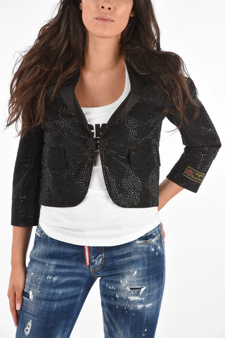 Blazer Gioiello Crop BERLIN con Collo Sciallato