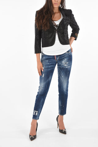 Blazer Gioiello Crop BERLIN con Collo Sciallato
