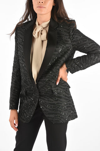 Lined Sequined Jewel Embroidered Blazer