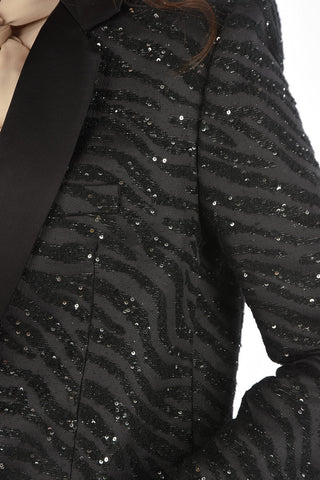 Lined Sequined Jewel Embroidered Blazer