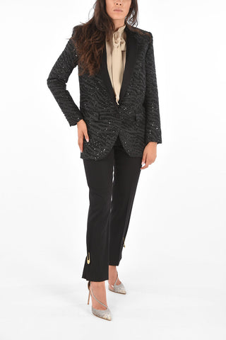 Lined Sequined Jewel Embroidered Blazer
