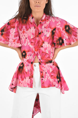 Blusa Drappeggiata in Seta Floreale 