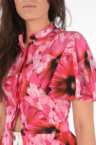 Blusa Drappeggiata in Seta Floreale 