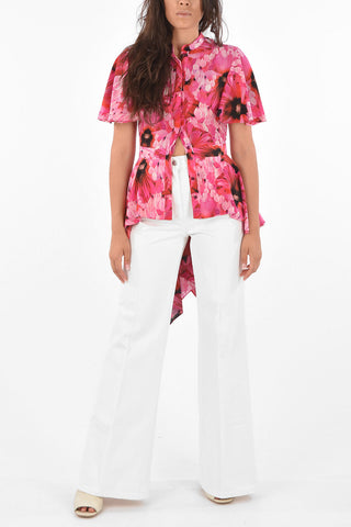 Blusa Drappeggiata in Seta Floreale 