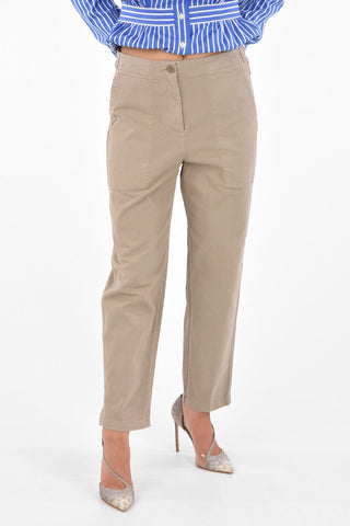 Stretch Cotton High-Waist Pants