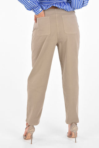 Stretch Cotton High-Waist Pants