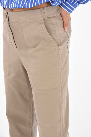 Stretch Cotton High-Waist Pants