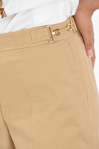 Stretch Cotton Hot Pants with Horsebit Details