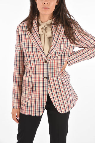 Checked Notch Lapel Blazer