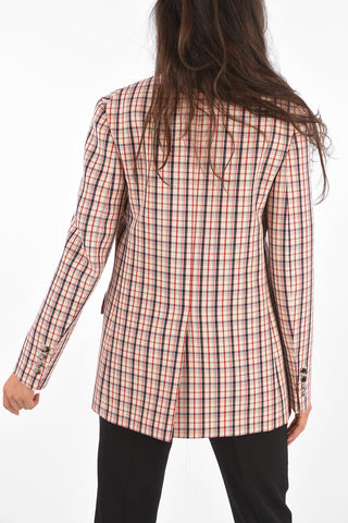 Checked Notch Lapel Blazer