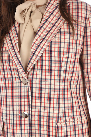 Checked Notch Lapel Blazer
