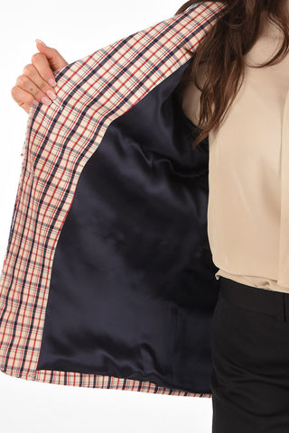 Checked Notch Lapel Blazer