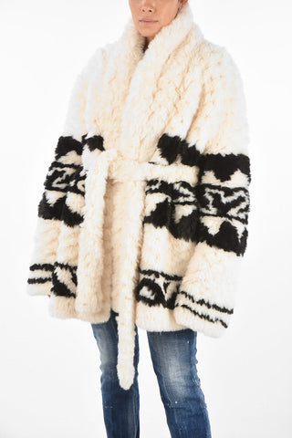 Faux Fur Fair Isle Maxi Cardigan