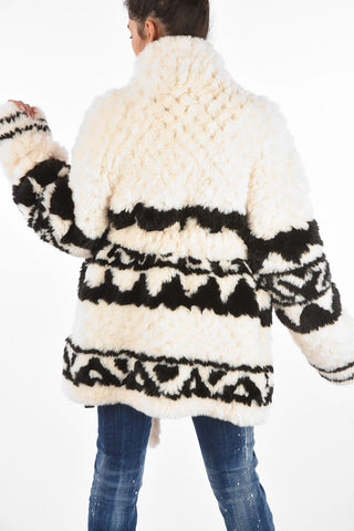 Faux Fur Fair Isle Maxi Cardigan