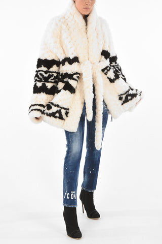 Faux Fur Fair Isle Maxi Cardigan