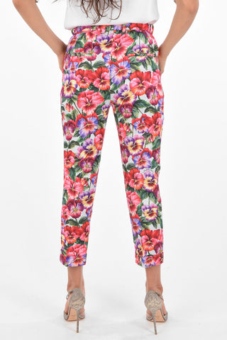 Floral Sinlge Pleated Pants