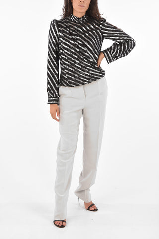 Blusa Drappeggiata con Righe in Lurex