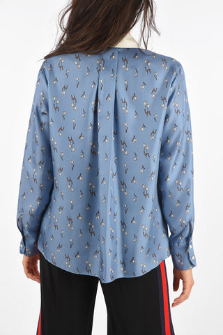 Jewel Embroidered Pointed Flat Collar Shirt