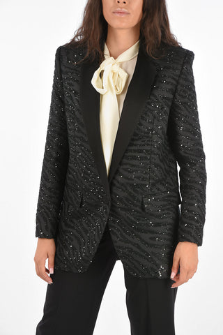 Lined Sequined Jewel Embroidered Blazer