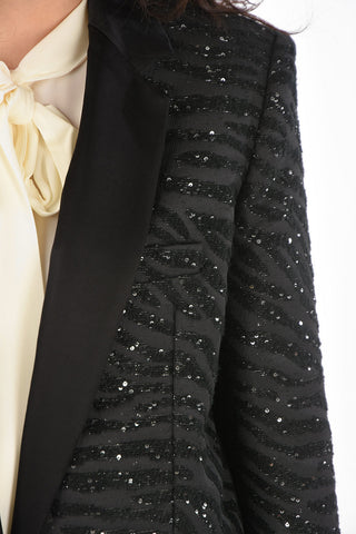 Lined Sequined Jewel Embroidered Blazer
