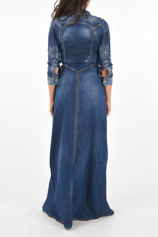 Denim Distressed Midi Shirtdress