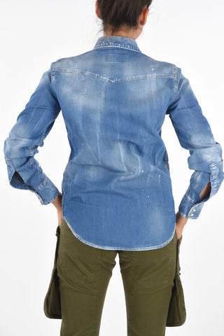 ICON Camicia Collo Francese in Denim Distressed