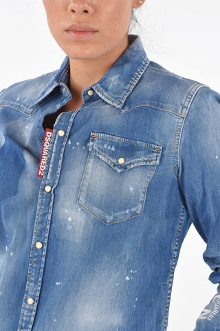 ICON Camicia Collo Francese in Denim Distressed