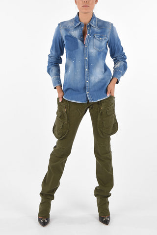 ICON Camicia Collo Francese in Denim Distressed