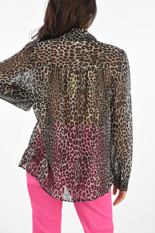 Animal Printed Tie Neck Shirt