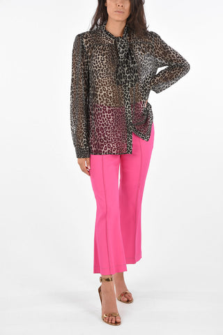Animal Printed Tie Neck Shirt