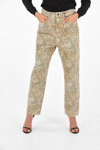 Cheetah-Printed High-Waist Straight Fit Jeans