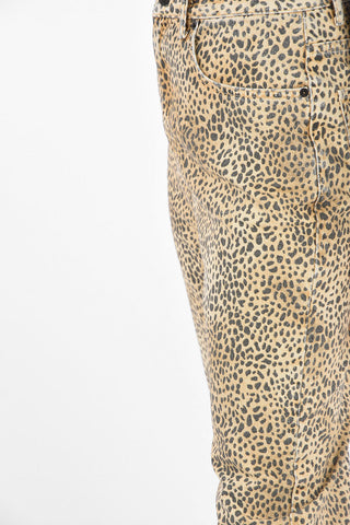 Cheetah-Printed High-Waist Straight Fit Jeans