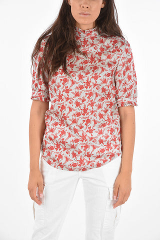 Blusa Floreale con Maniche a Puff