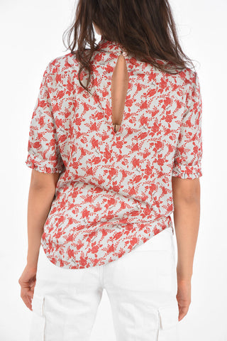 Blusa Floreale con Maniche a Puff