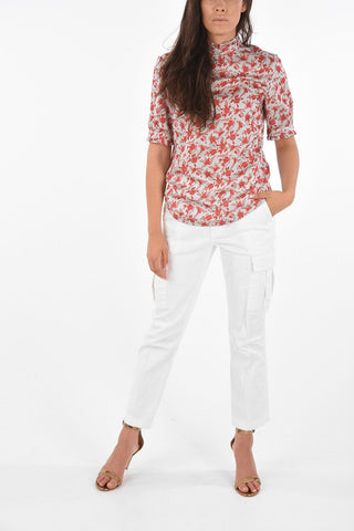 Blusa Floreale con Maniche a Puff