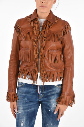 Leather Fringed Box Fit Jacket